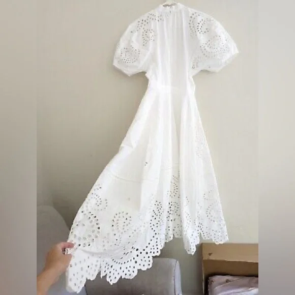 ZARA NWT LIMITED EDITION EMBROIDERED POPLIN DRESS OYSTER WHITE SIZE S